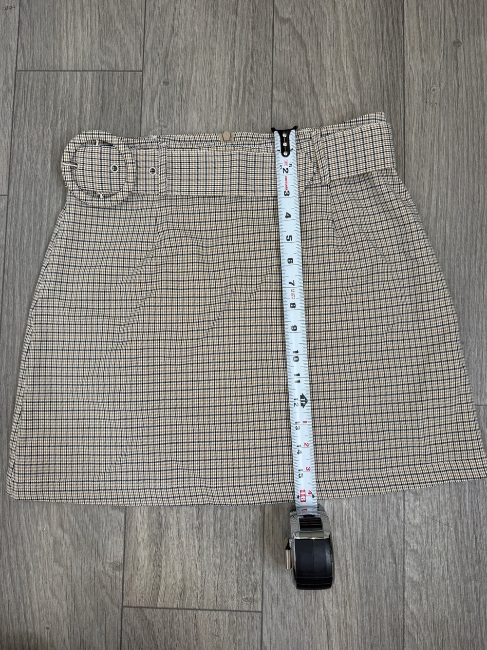 Charlie Holiday Femi Plaid Belted Mini Skirt Size 6 Tan Brown Preppy Academia - Picture 7 of 7